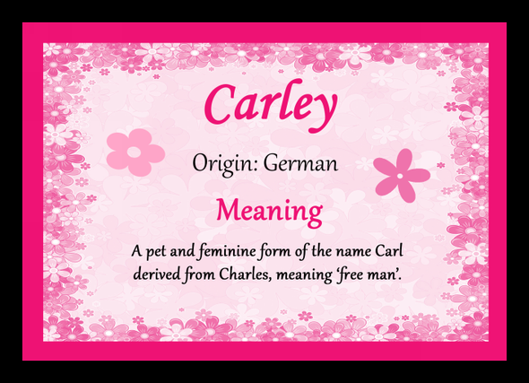 Carley Personalised Name Meaning Placemat