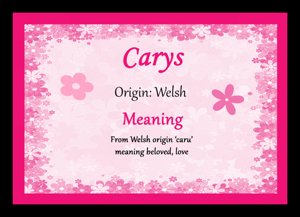 Carys Personalised Name Meaning Placemat