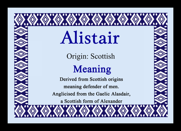 Alistair Personalised Name Meaning Placemat