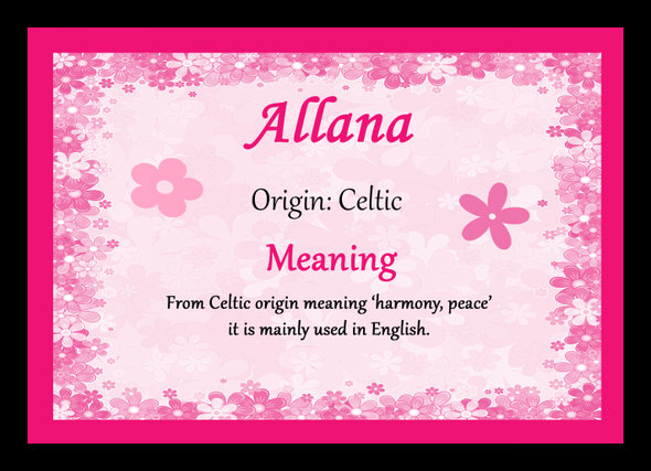 Allana Personalised Name Meaning Placemat