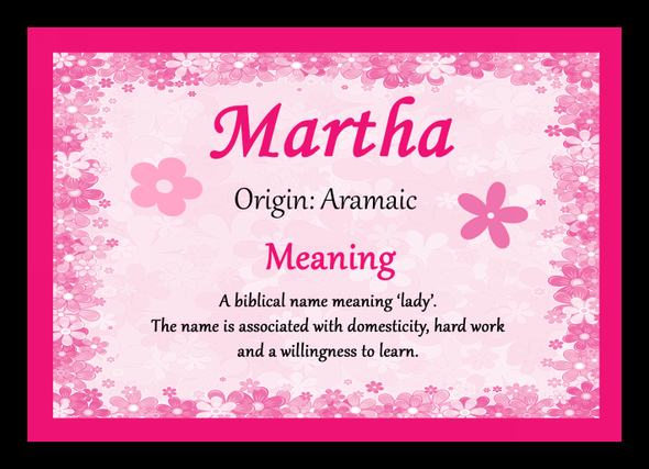 Martha Personalised Name Meaning Placemat