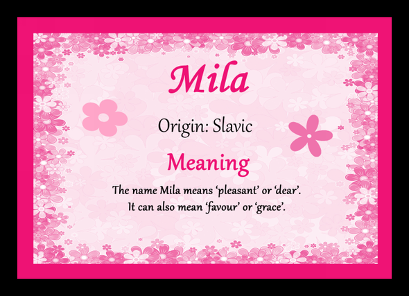 Mila Personalised Name Meaning Placemat