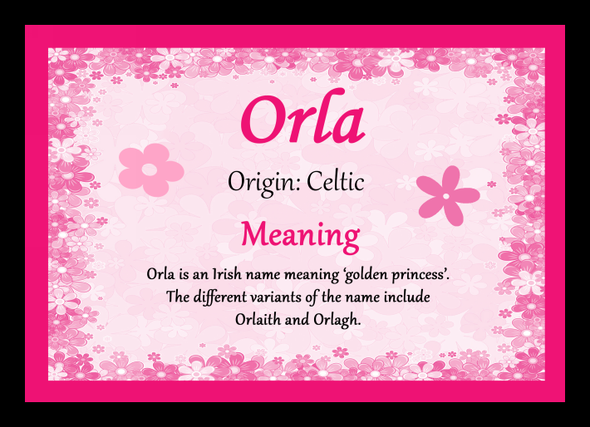 Orla Personalised Name Meaning Placemat
