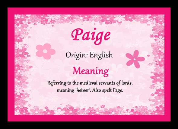Paige Personalised Name Meaning Placemat