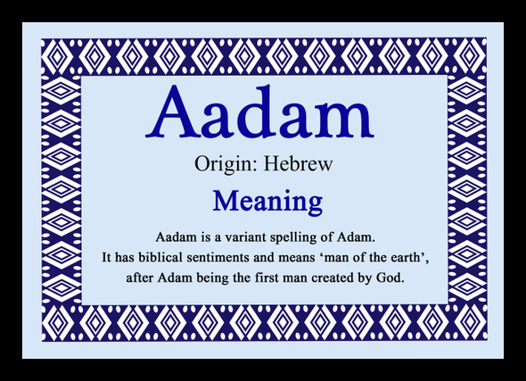 Aadam Personalised Name Meaning Placemat