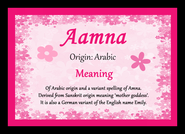 Aamna Personalised Name Meaning Placemat
