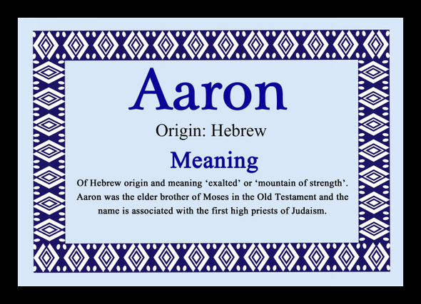 Aaron Personalised Name Meaning Placemat