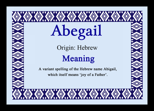 Abegail Personalised Name Meaning Placemat
