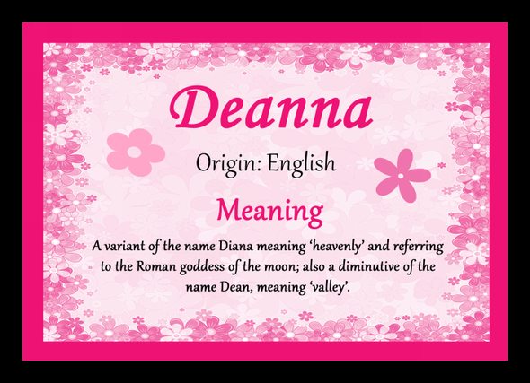 Deanna Personalised Name Meaning Placemat