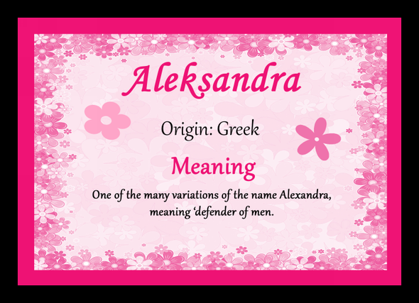 Aleksandra Personalised Name Meaning Placemat