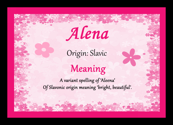 Alena Personalised Name Meaning Placemat