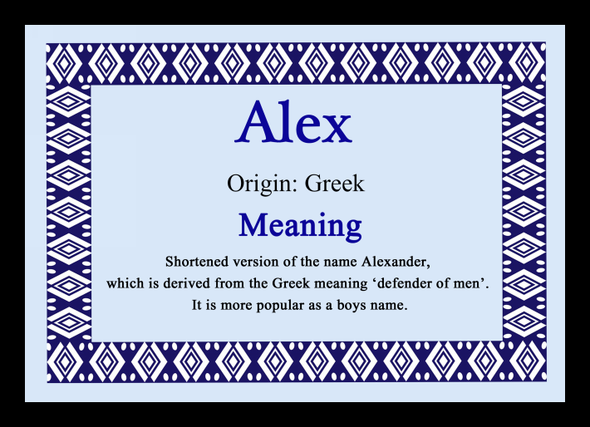 Alex Personalised Name Meaning Placemat