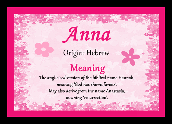 Anna Personalised Name Meaning Placemat