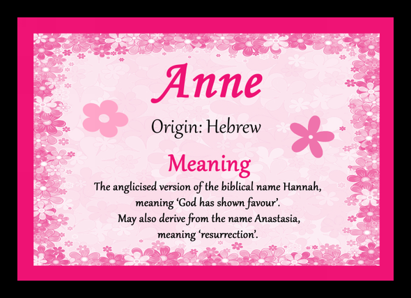 Anne Personalised Name Meaning Placemat