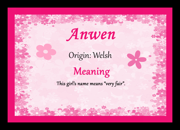 Anwen Personalised Name Meaning Placemat