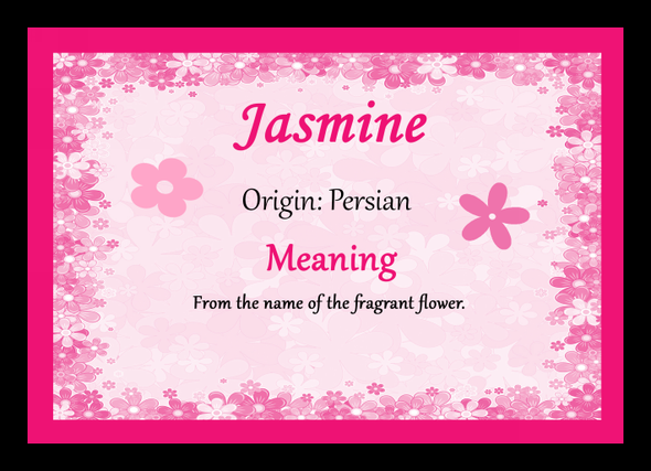 Jasmine Personalised Name Meaning Placemat