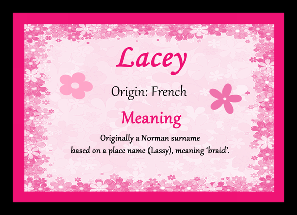 Lacey Personalised Name Meaning Placemat