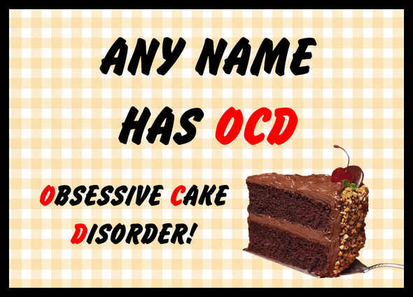 Funny Obsessive Disorder Cake Yellow Personalised Dinner Table Placemat