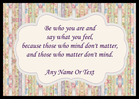 Quote Be Who You Are Personalised Dinner Table Placemat