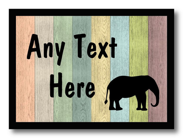 Pastel Wood Elephant Personalised Computer Mousemat