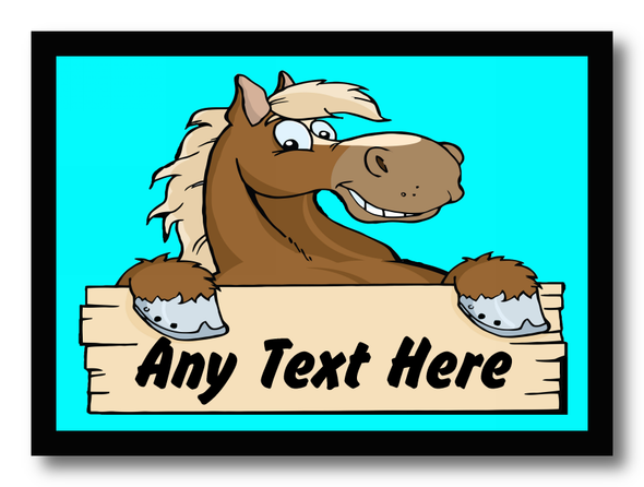 Cartoon Horse Aqua Personalised Computer Mousemat