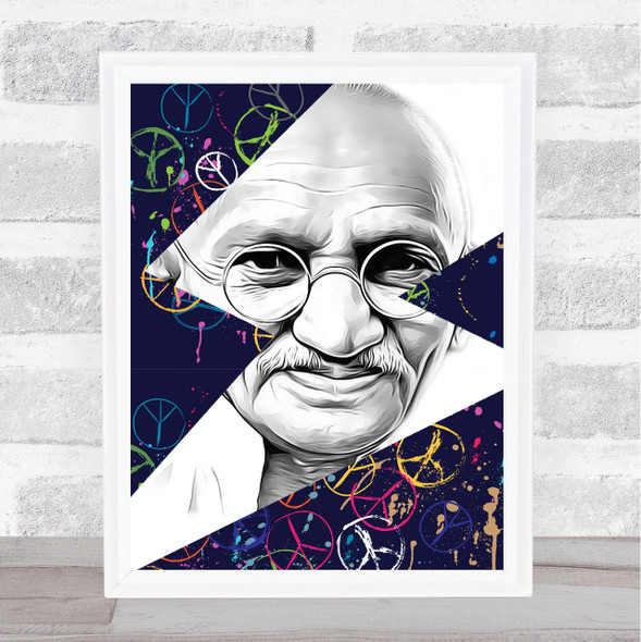 Gandhi Lightening Flash Peace Symbols Modern Funky Wall Art Print