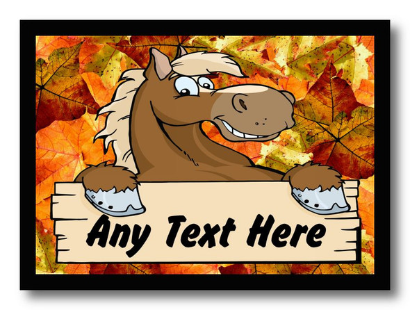 Cartoon Horse Autumn Personalised Computer Mousemat