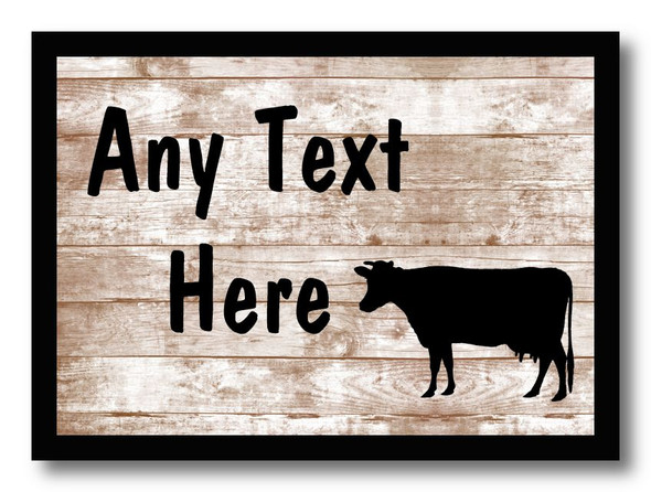 Cow Shabby Wooden Effect Personalised Computer Mousemat