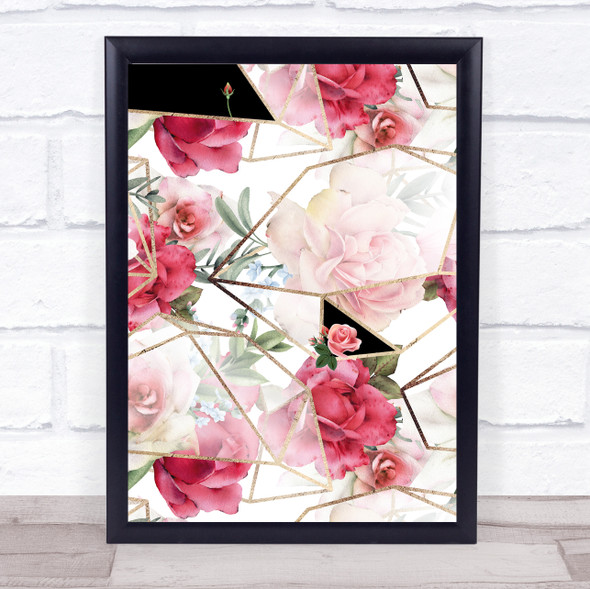 Geometric Roses Bud & Beautiful Bloom Wall Art Print