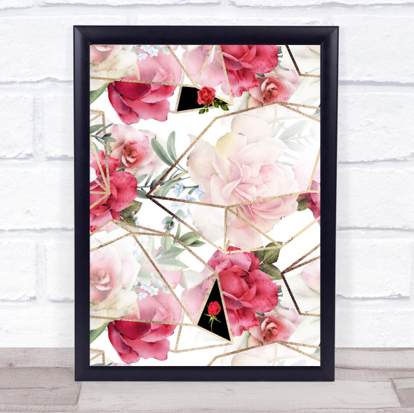 Geometric Roses Petite Rose In Bloom & Full Bloom Wall Art Print