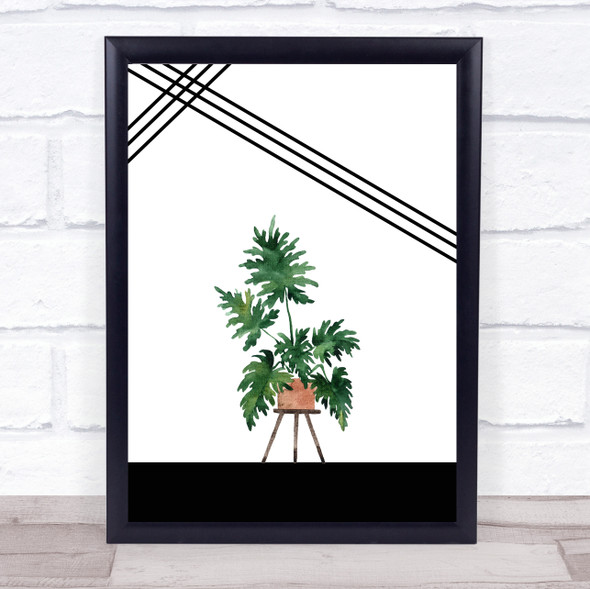 Watercolour Plant & Stripes Stand Wall Art Print