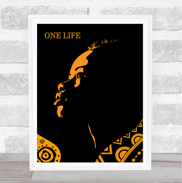 Black Lives Matter Golden Orange Silhouette Female One Life Wall Art Print