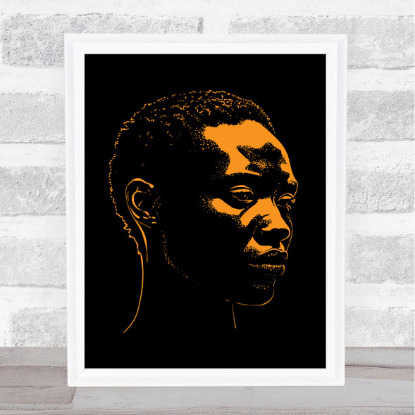 Black Lives Matter Golden Orange Silhouette Male Side View Wall Art Print