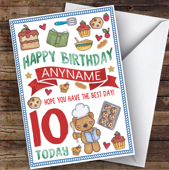 Baking Cakes Cooking Any Age & Name Personalised Children's Birthday Card