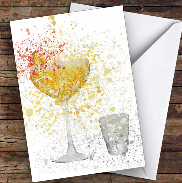 Watercolour Splatter Pornstar Martini Cocktail Glass Personalised Birthday Card