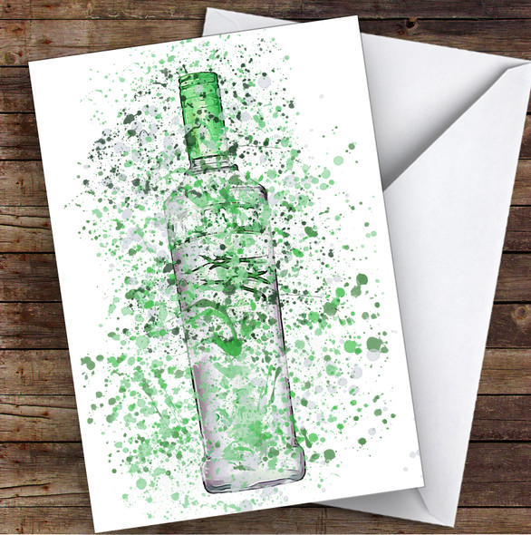 Watercolour Splatter Apple Vodka Bottle Any Occasion Personalised Birthday Card