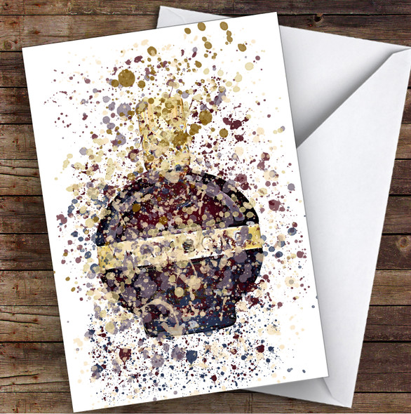 Watercolour Splatter Black Raspberry Liqueur Bottle Personalised Birthday Card