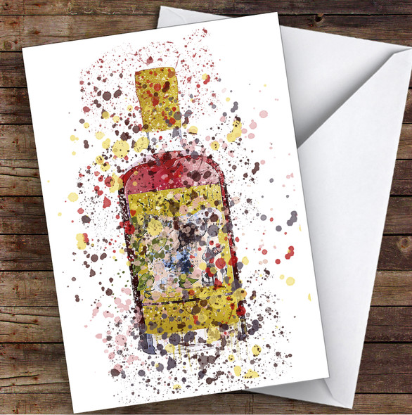 Watercolour Splatter Original Cup Swan Gin Bottle Personalised Birthday Card