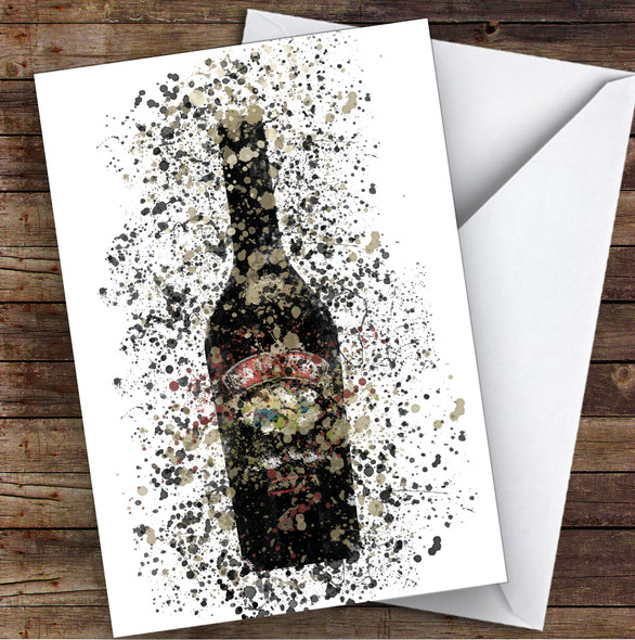 Watercolour Splatter Irish Cream Liqueur Bottle Personalised Birthday Card