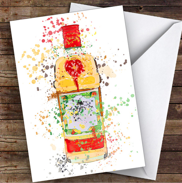 Watercolour Splatter Orange Sevilla Gin Bottle Personalised Birthday Card