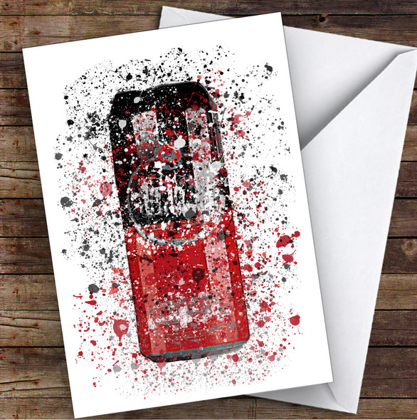 Watercolour Splatter Spanish Star Red Beer Can Personalised Birthday Card