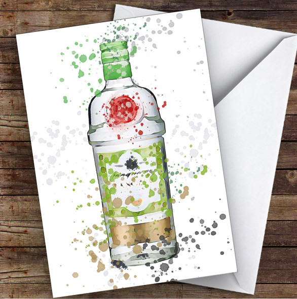 Watercolour Splatter Rangpur Lime Gin Bottle Personalised Birthday Card