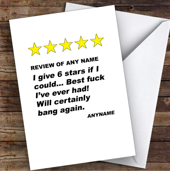 Rude Dirty 5 Star Review Sexy Funny Personalised Birthday Card