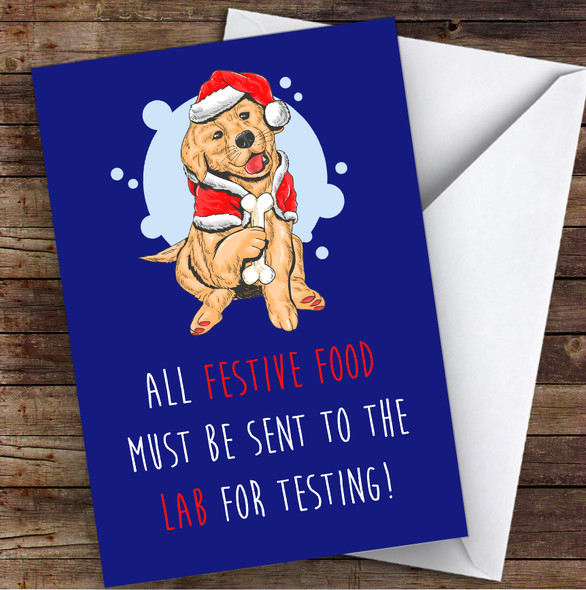 Funny Labrador Dog Food Joke Personalised Christmas Card