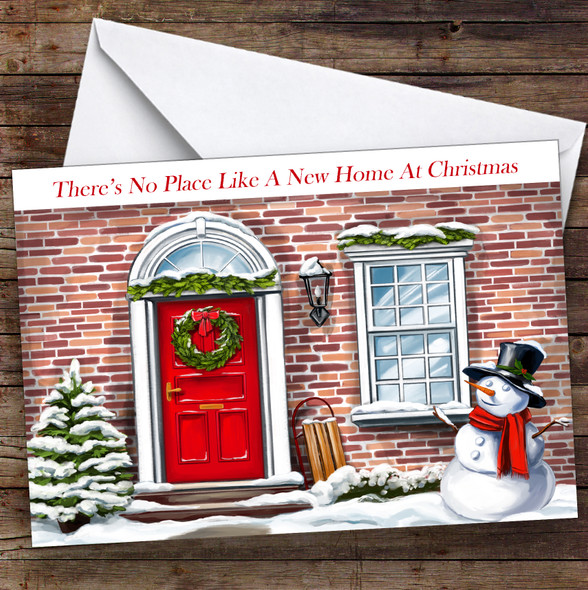 Brick Red Door New Home At Christmas Personalised New Home Christmas Card