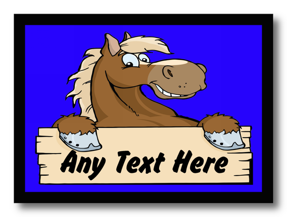 Cartoon Horse Blue Personalised Computer Mousemat