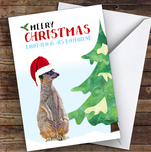 Brother & His Boyfriend Meery Christmas Personalised Christmas Card