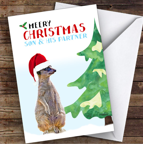 Son & His Partner Meery Christmas Personalised Christmas Card