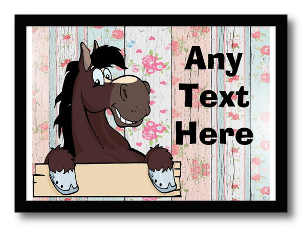 Bay Horse Floral Personalised Computer Mousemat