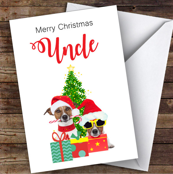 Uncle Christmas Party Dogs Personalised Christmas Card